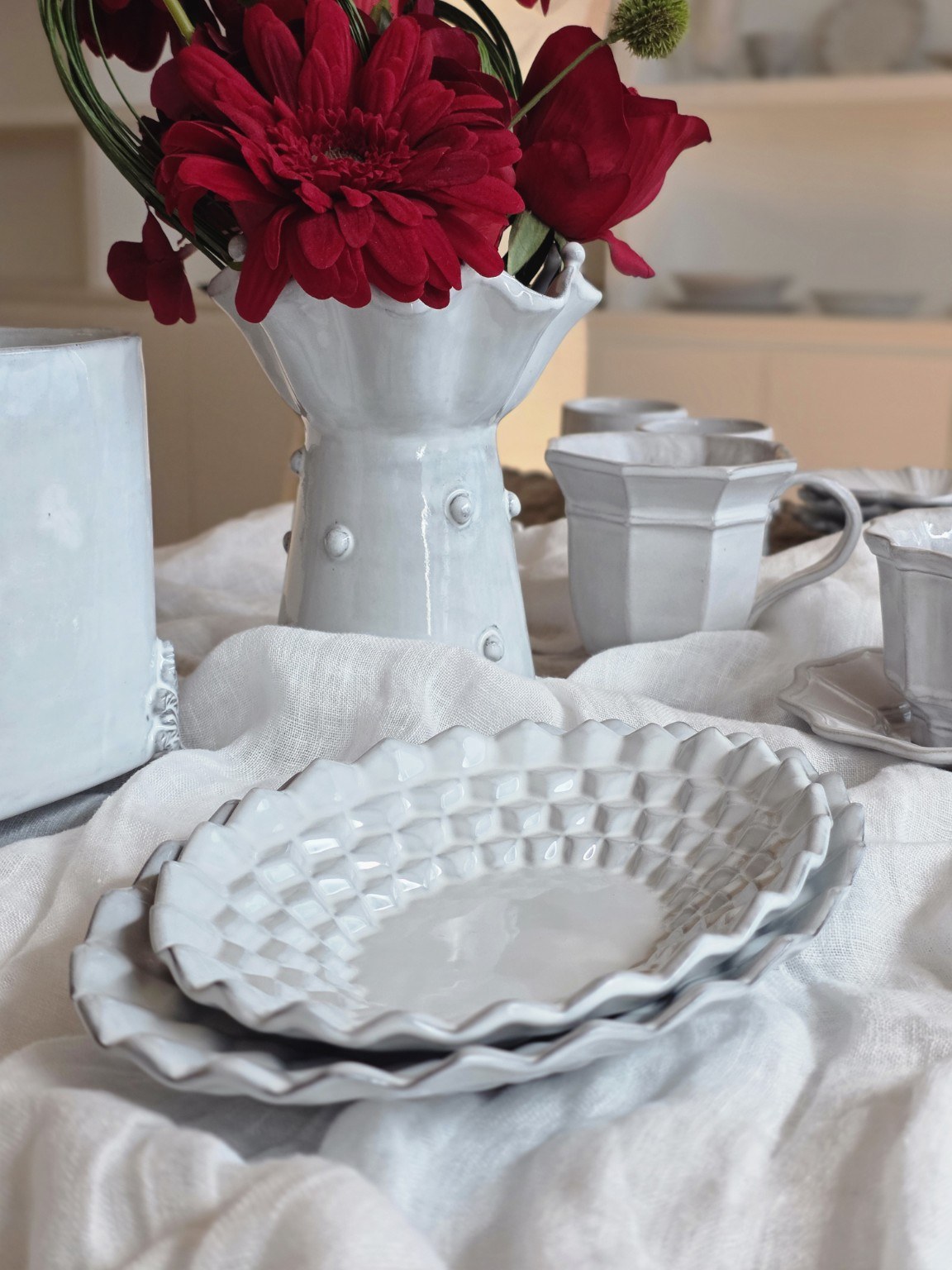 격자무늬 타원 접시 2종 실제 제품 · 4